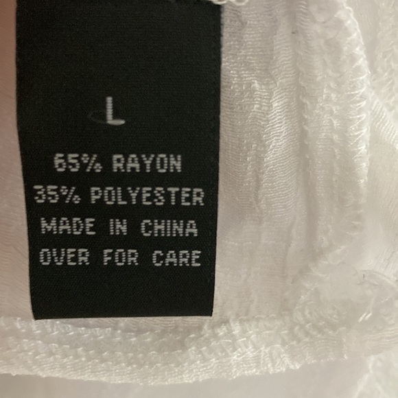 NWT AB Studio Sheer White Embroidered Short Sleeve Blouse with Tassel Ties L - Picture 8 of 8